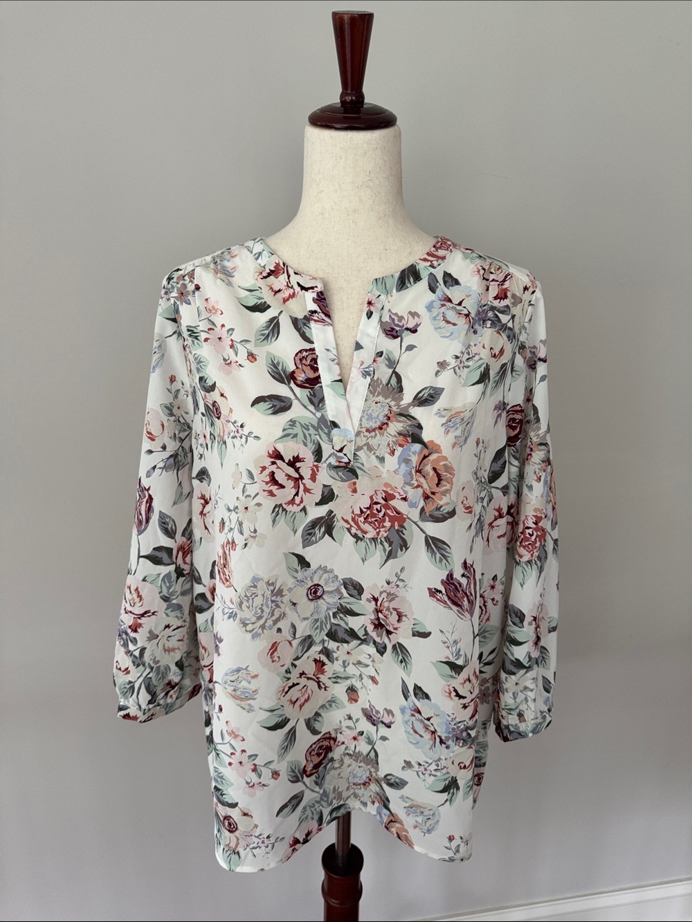 Floral Split-Neck Blouse - White/Multi